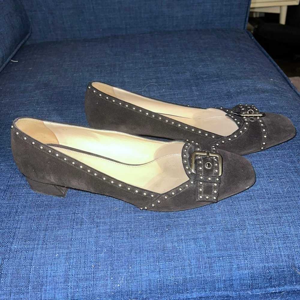 Prada Black Suede Studded Shoe - image 1