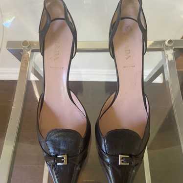 Prada Leather d’Orsay Kitten Heel Pumps