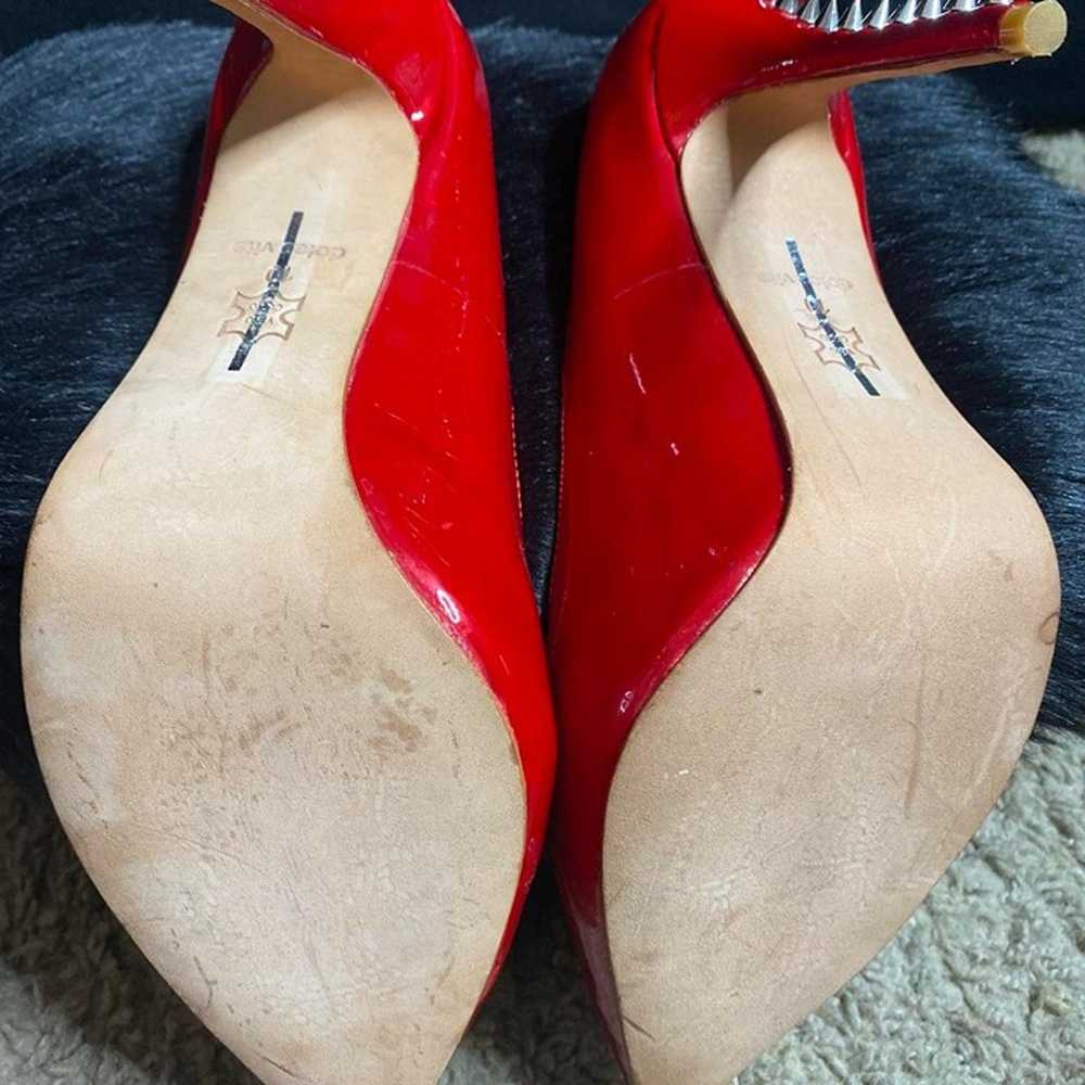 VINTAGE DOLCE VITA PATENT RED SPIKED PUMPS - image 4