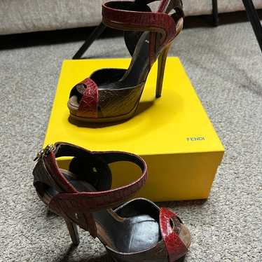 Fendi colorblock crocodile Heels 36.5 - image 1