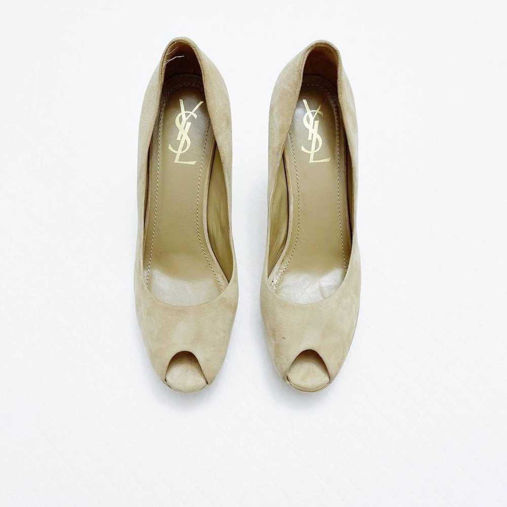 YSL Suede Leather Open Peep Toe Heels SZ40 - image 1