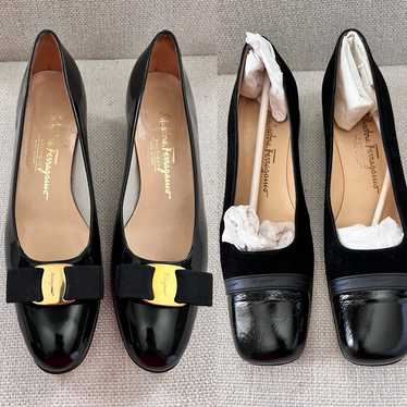 2 pairs Salvatore Ferragamo Black Vintage Heels - image 1