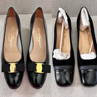 2 pairs Salvatore Ferragamo Black Vintage Heels