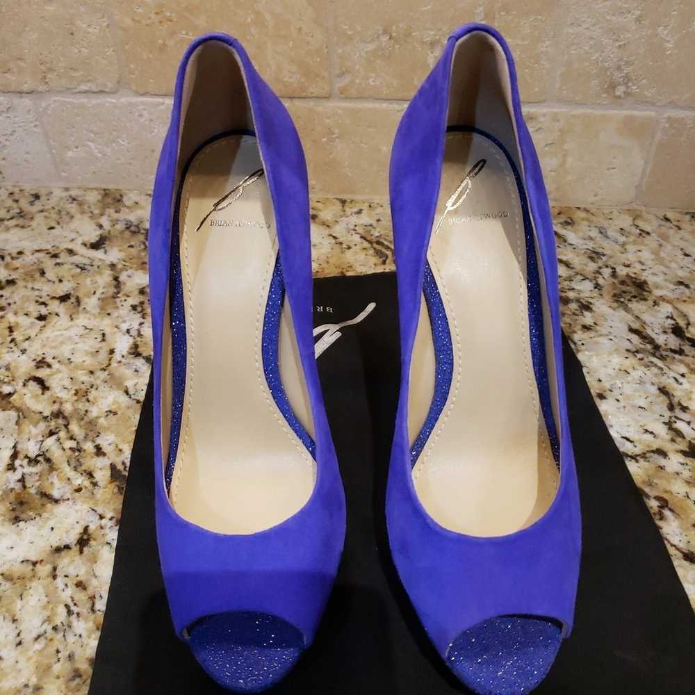 B by Brian Atwood electric blue platform heels si… - image 2