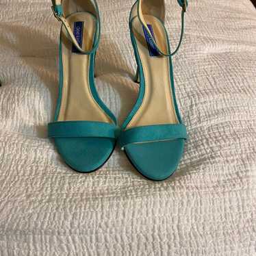 Turquoise suede strappy heels - image 1