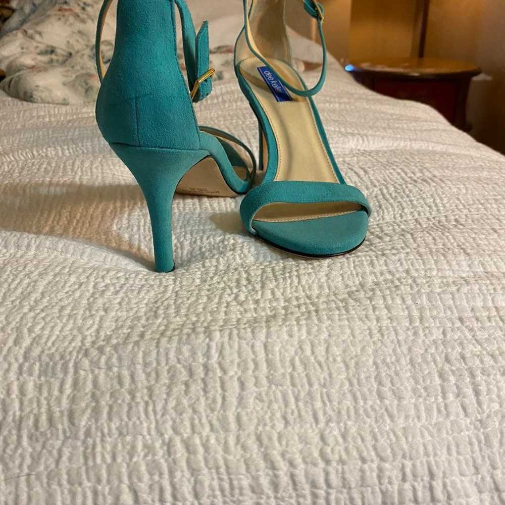 Turquoise suede strappy heels - image 3