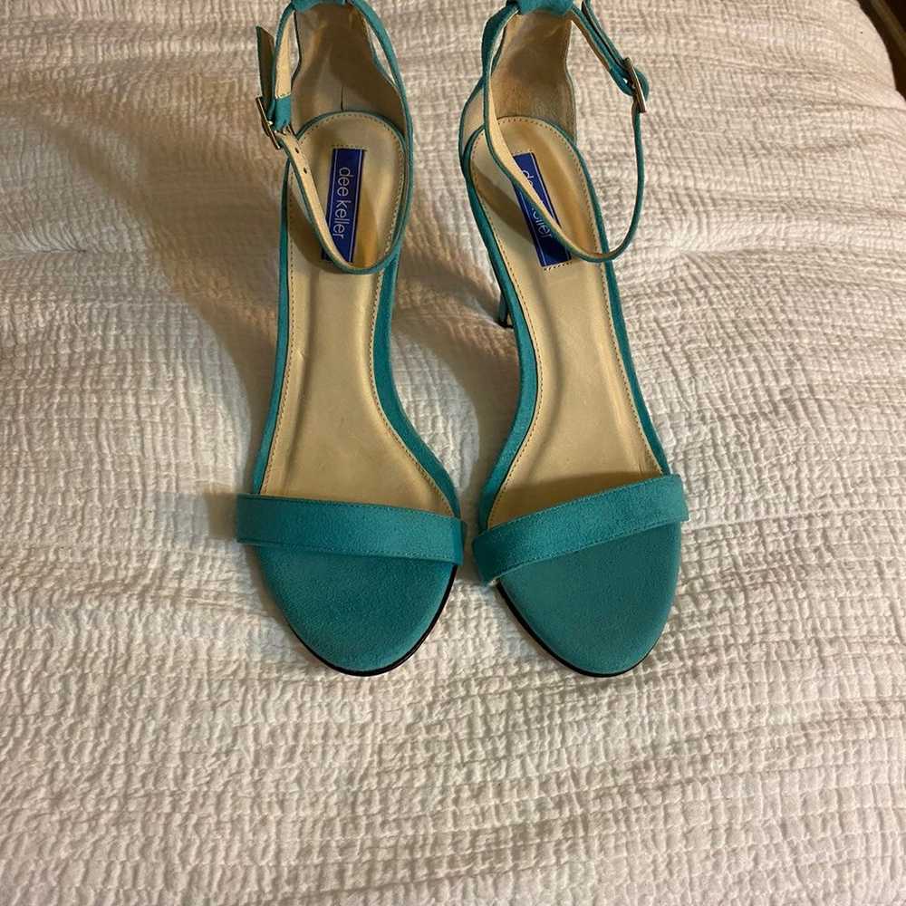 Turquoise suede strappy heels - image 4