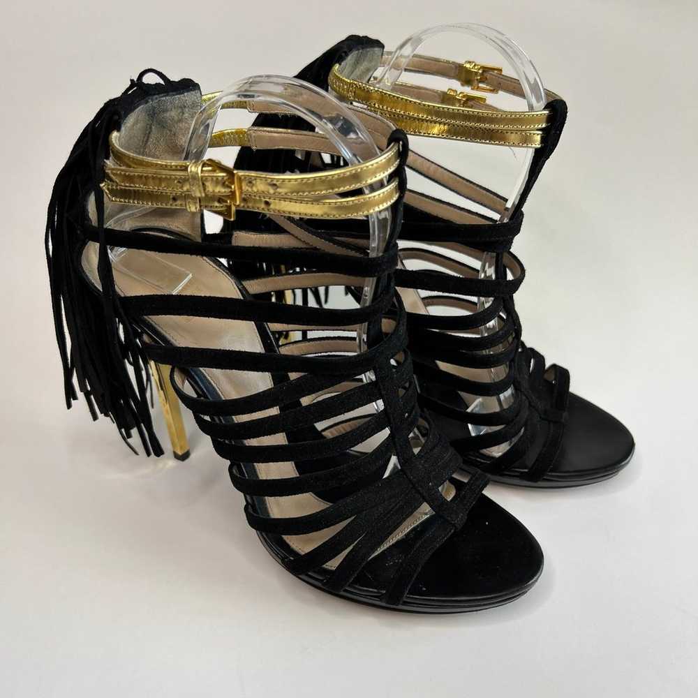 Herve Leger Fabia Fringe Suede Heels - image 2