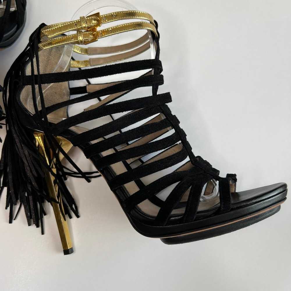 Herve Leger Fabia Fringe Suede Heels - image 5