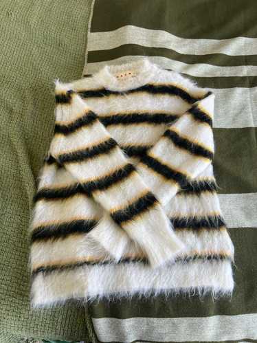 Marni Marni Mohair Sweater, White and Black Stripe