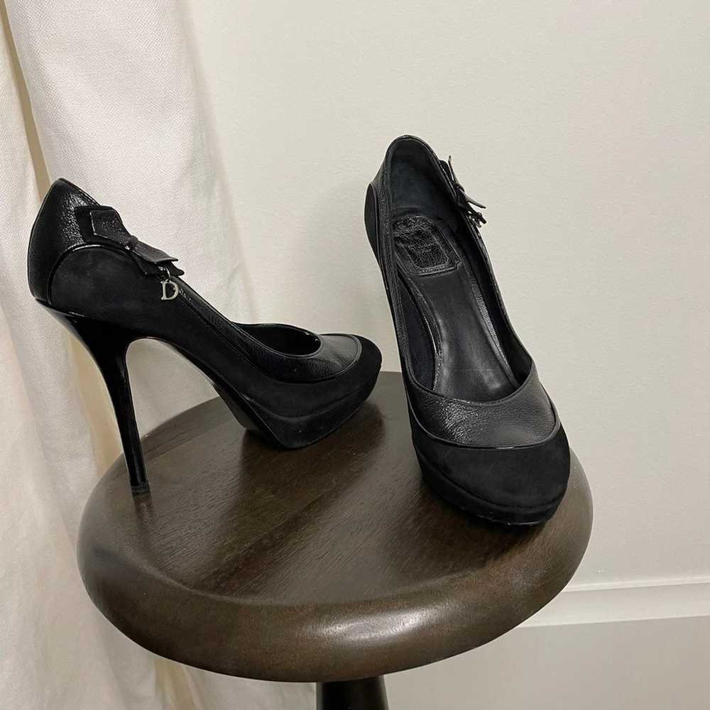 Christian Dior black suede heels size 8 - image 1