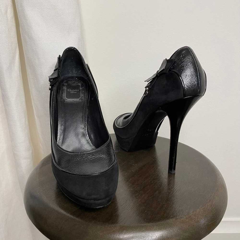 Christian Dior black suede heels size 8 - image 2