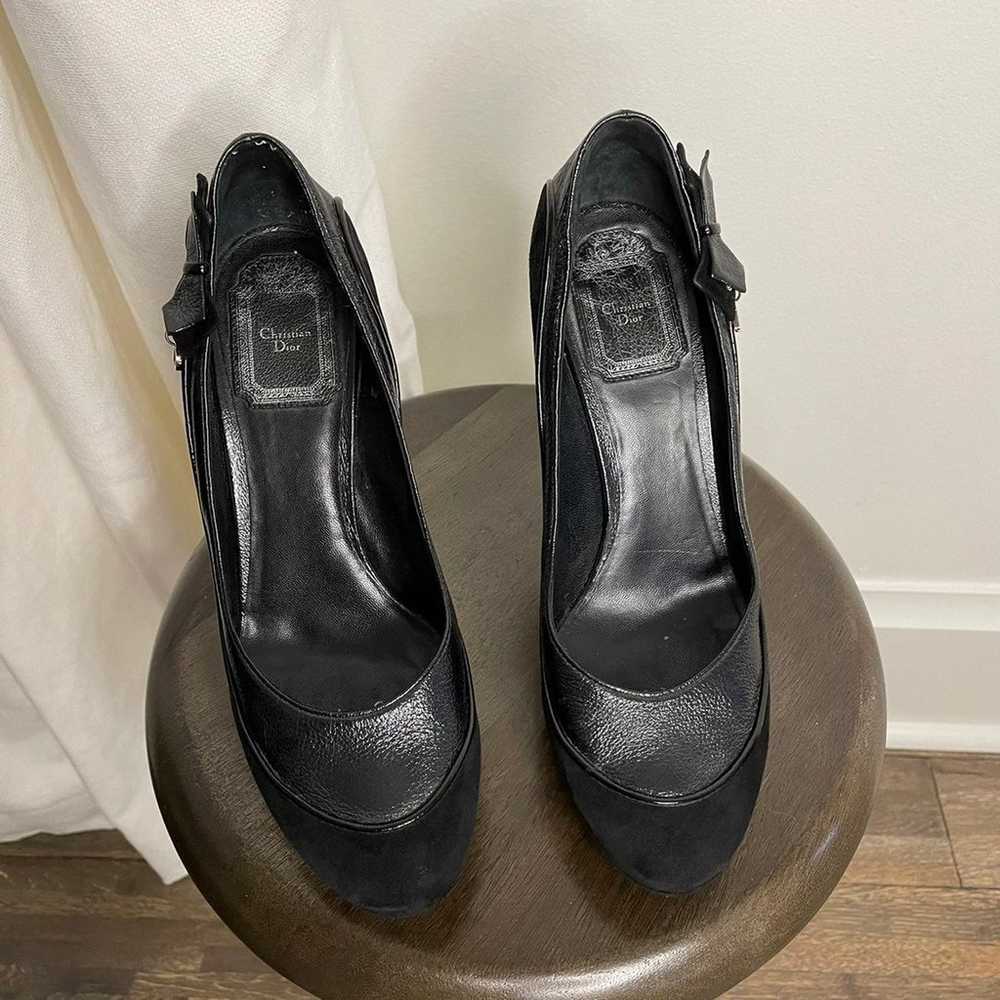 Christian Dior black suede heels size 8 - image 3