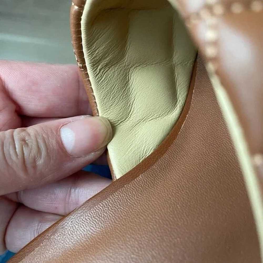 New leather heels slides Brown tan Square front U… - image 3