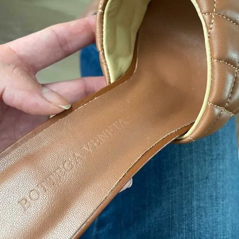 New leather heels slides Brown tan Square front U… - image 4