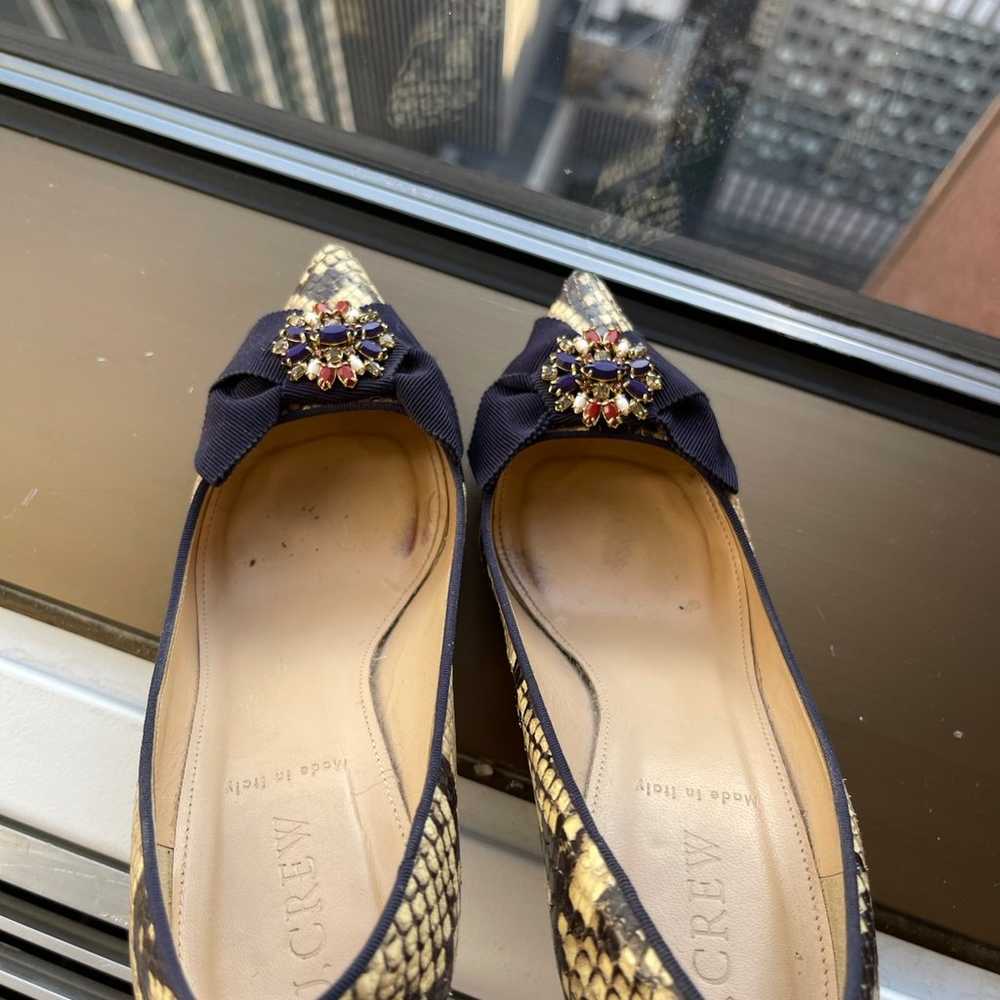 J. CREW SNAKE PRINT 3” HEELS with a Gemstone bow … - image 6