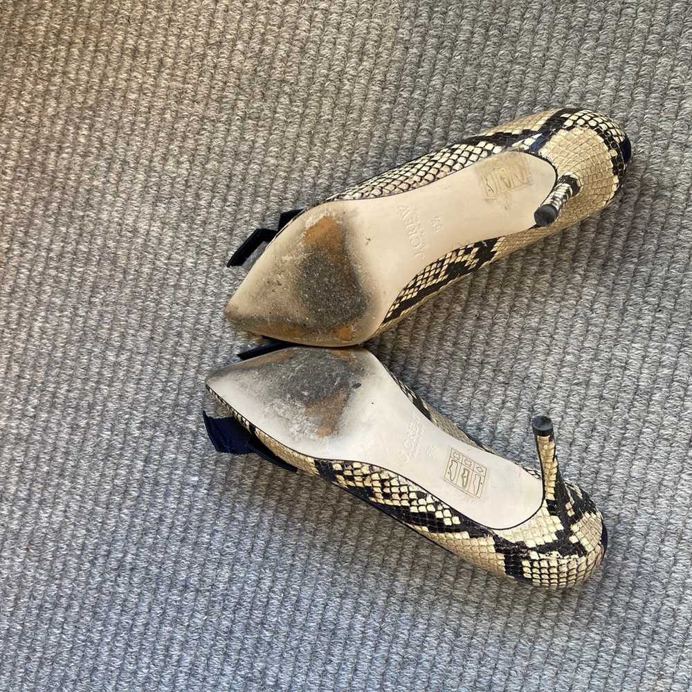 J. CREW SNAKE PRINT 3” HEELS with a Gemstone bow … - image 7