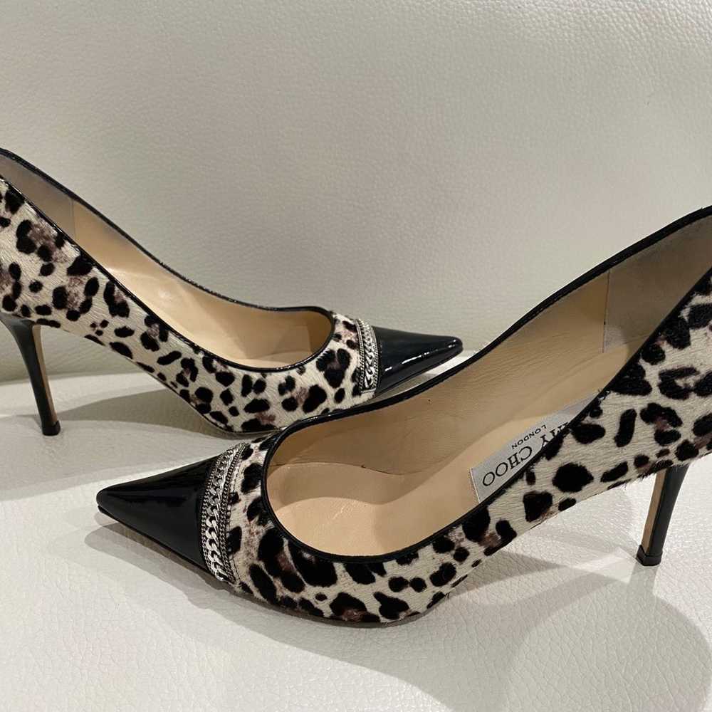 Jimmy Choo Pony Hair Patent Leopard Heels size 37… - image 3