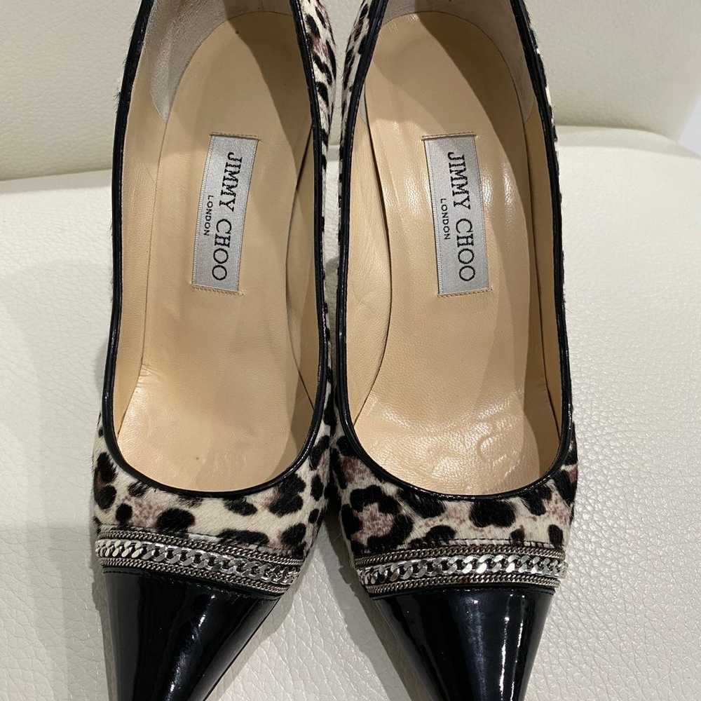 Jimmy Choo Pony Hair Patent Leopard Heels size 37… - image 4