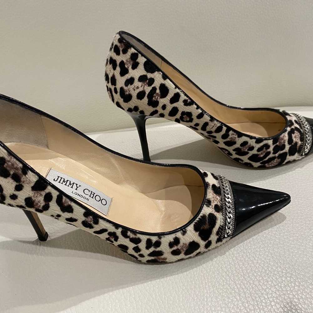 Jimmy Choo Pony Hair Patent Leopard Heels size 37… - image 7