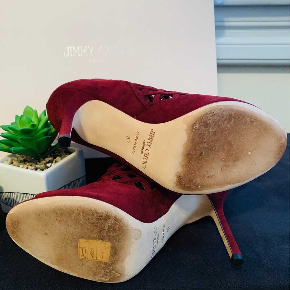 Jimmy Choo Drift Burgundy Suede Size 37 - image 4