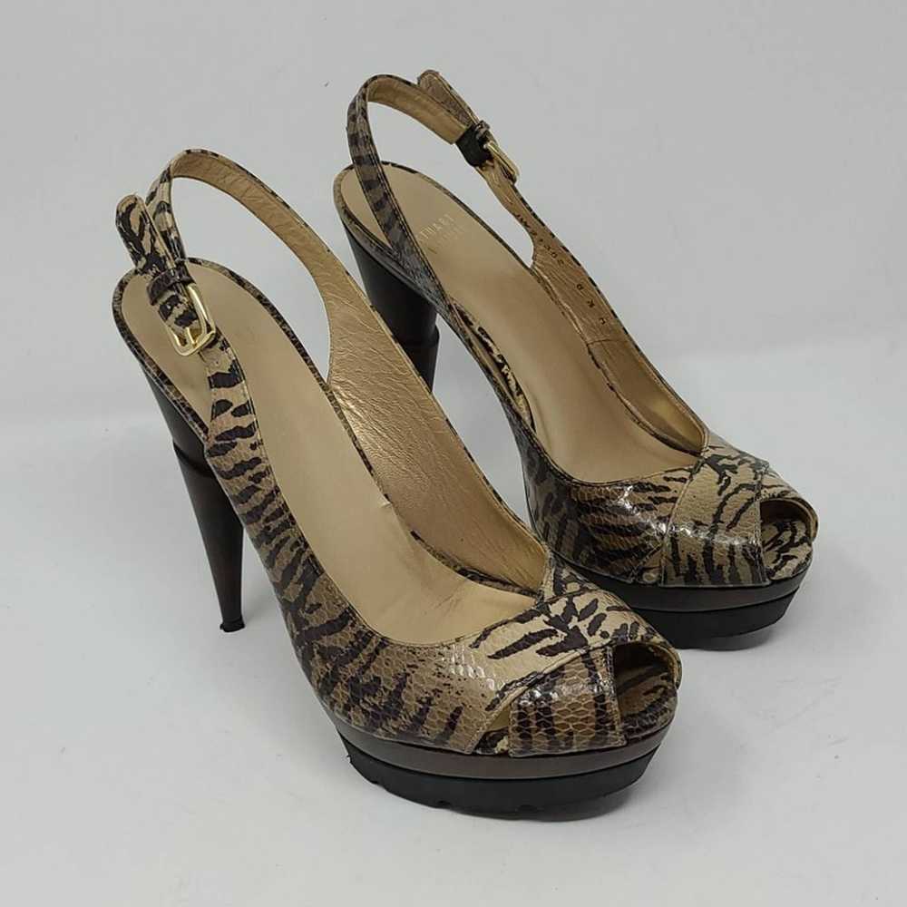 Stuart Weitzman Snakeskin Platform Slingback Peep… - image 3