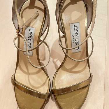 JIMMY CHOO Jimmy Choo Hesper 85 Sandals Gold Leat… - image 1