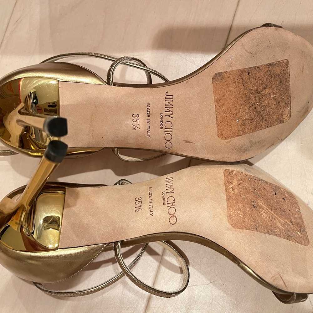 JIMMY CHOO Jimmy Choo Hesper 85 Sandals Gold Leat… - image 3