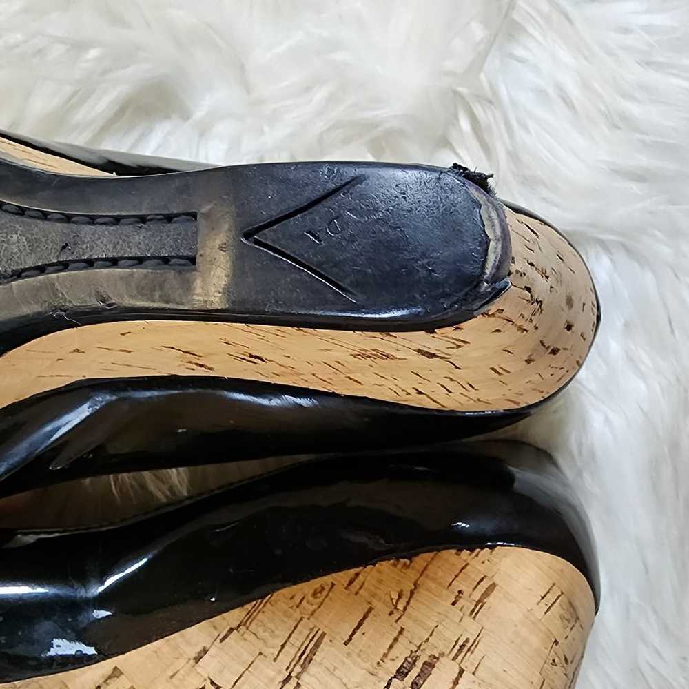 Prada Black Patent Leather Cork Wedge Heels Sz 40 - image 11