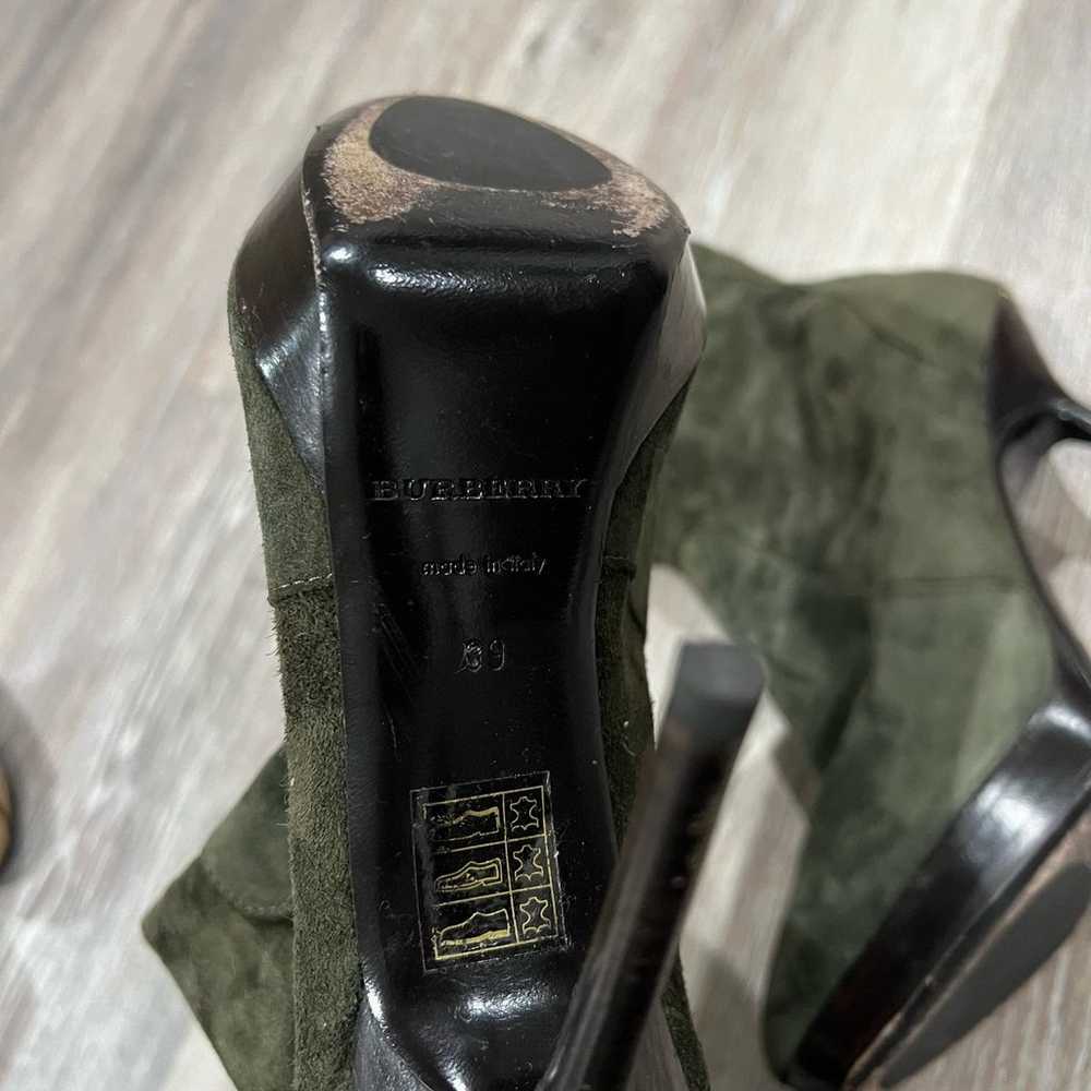 Burberry Suede Boot Heel Olive Green EU 39 - image 11