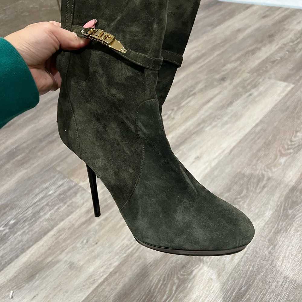 Burberry Suede Boot Heel Olive Green EU 39 - image 5