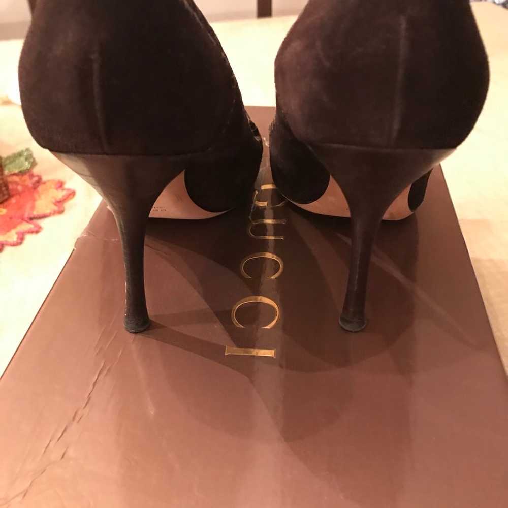 Gucci Brown Suede Heels Size 7.5 In Box - image 2