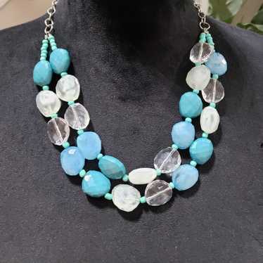 Other Fashion Mystic Mint Faceted Bead 2 Strand C… - image 1