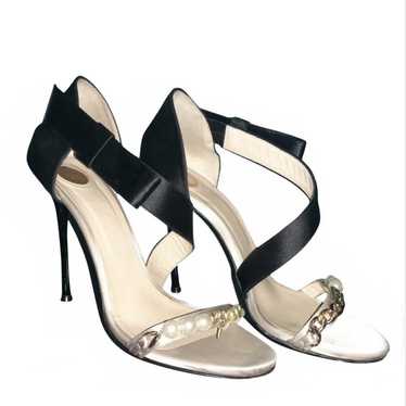 Elisabetta Franchi Black and White  Satin with Pe… - image 1