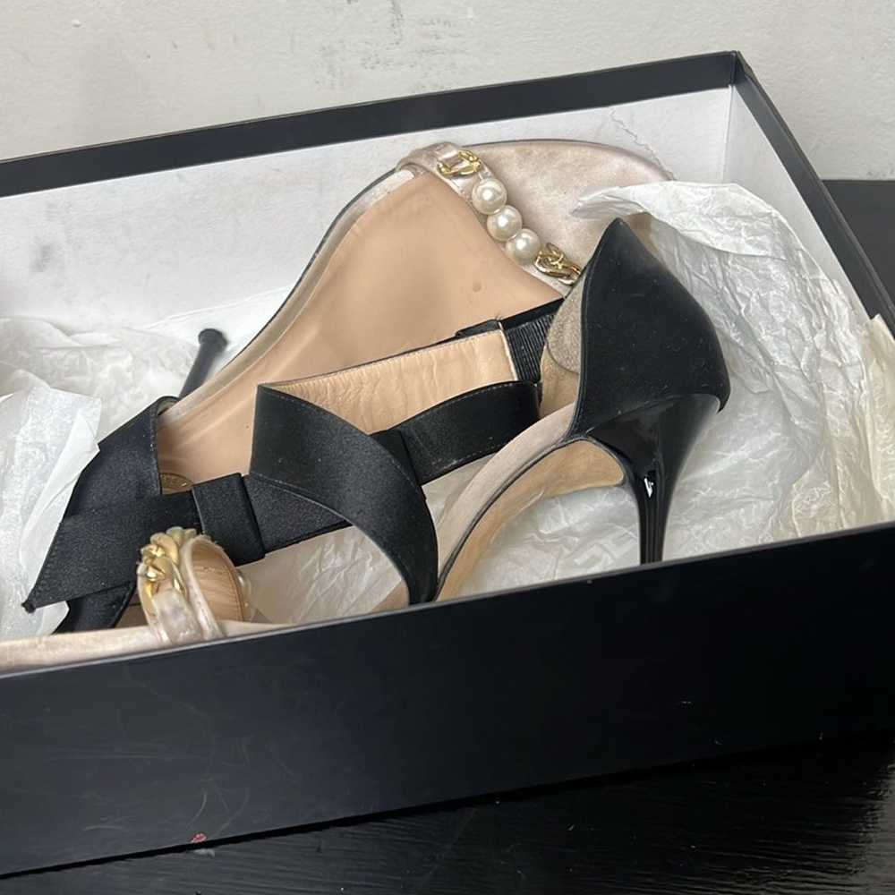 Elisabetta Franchi Black and White  Satin with Pe… - image 4