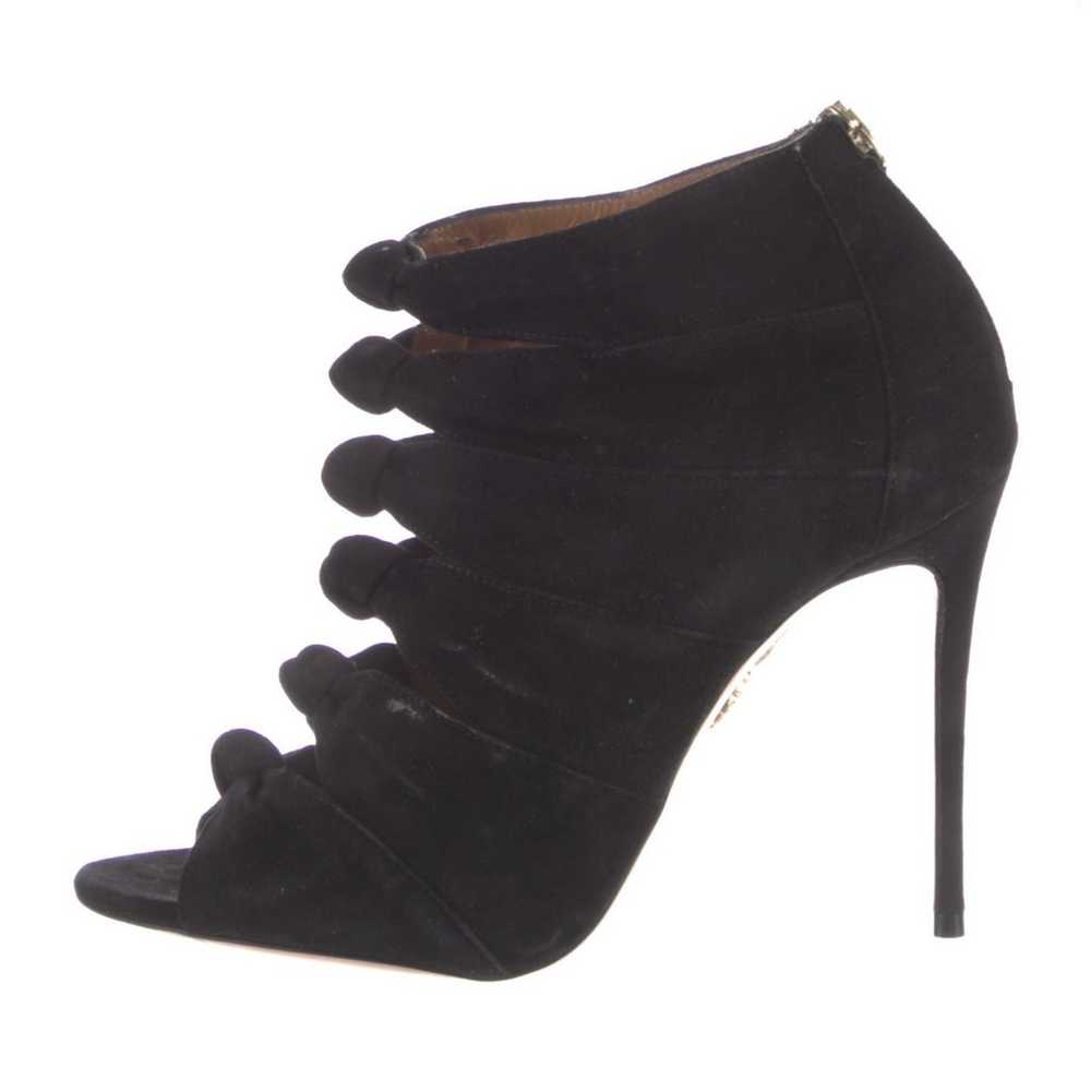 Aquazzura Black Suede Nasiba Peep Toe Booties San… - image 2