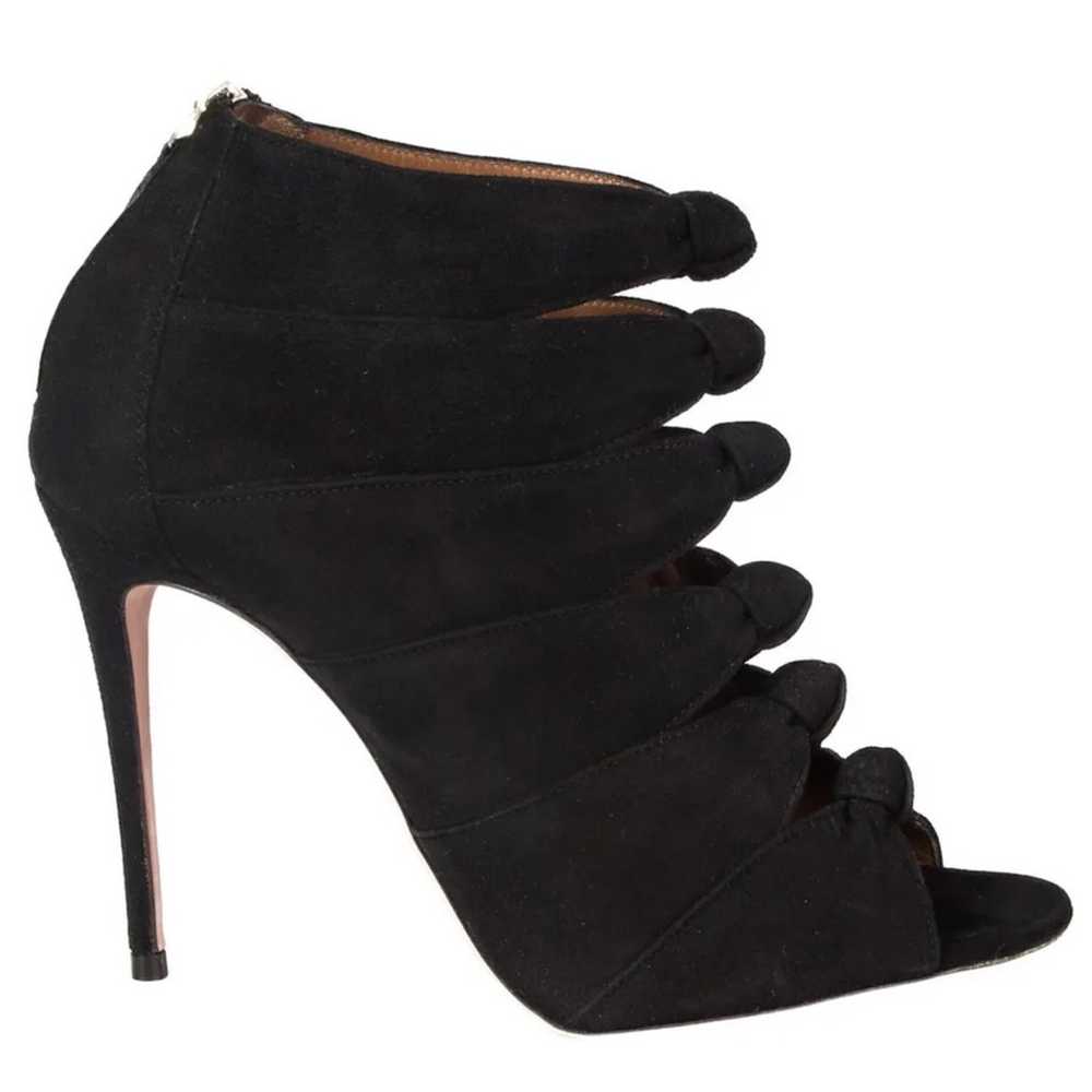 Aquazzura Black Suede Nasiba Peep Toe Booties San… - image 3