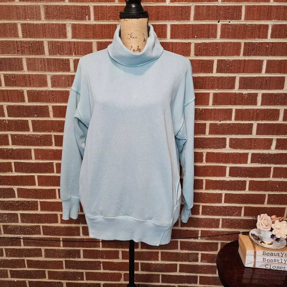 Aerie Blue Cowl Neck Long Sleeve Pullover Oversiz… - image 3