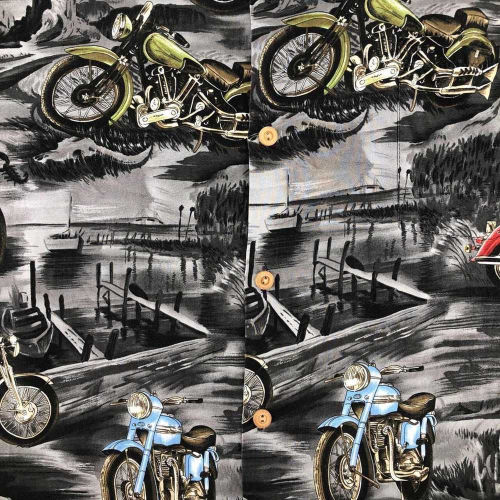 Paradise Found 90s motorcycle print hawaiian shir… - image 3
