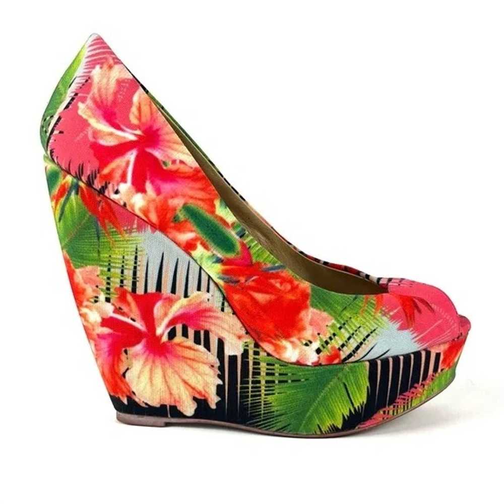 Aldo Tropical Print Hazinski Peep Toe Wedges - image 4