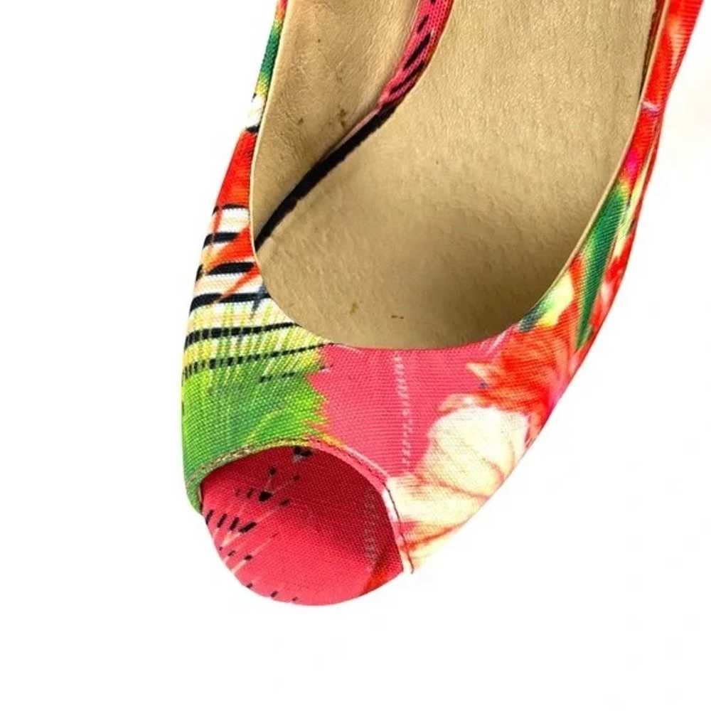 Aldo Tropical Print Hazinski Peep Toe Wedges - image 7