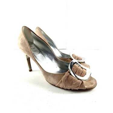 Roger Vivier Women’s Sz 37.5 Beige Suede Buckle S… - image 1