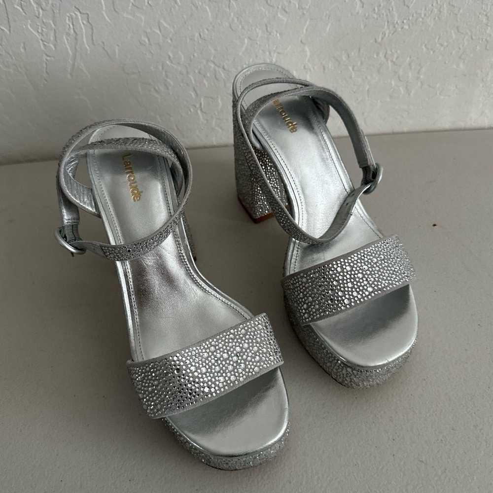 Larroude Dolly Crystal Platform Sandals 8.5 Ankle… - image 1