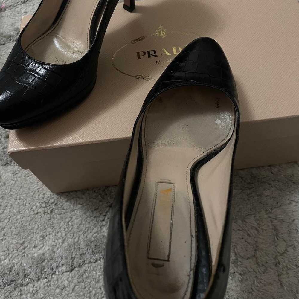 PRELOVED BLACK Prada Crocodile Heels - image 6