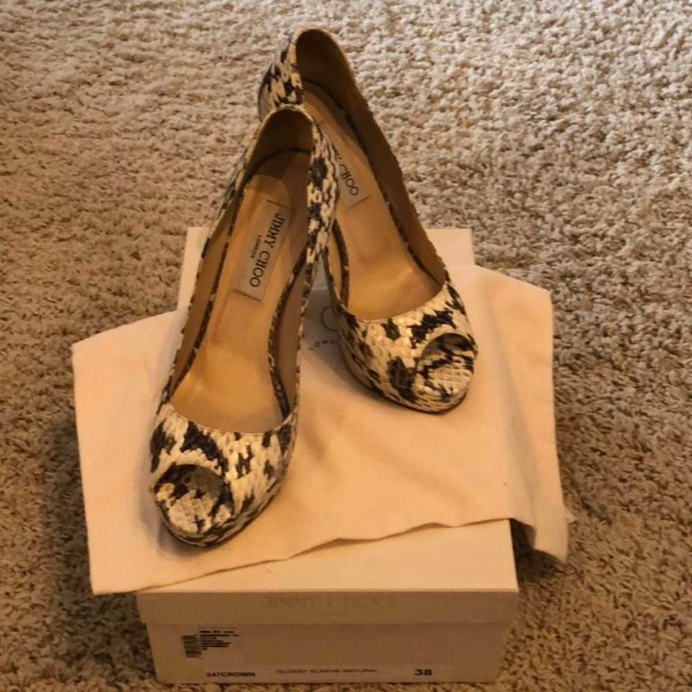 Jimmy Choo Crown Platform Peep-toe Heels - Gem