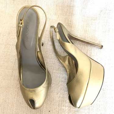 Sergio Rossi Soft Gold Slingback Heels