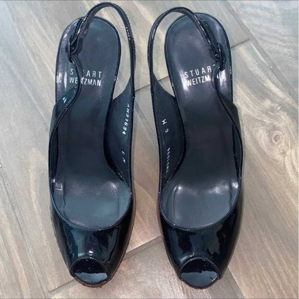 Black soft patent leather heels - image 2