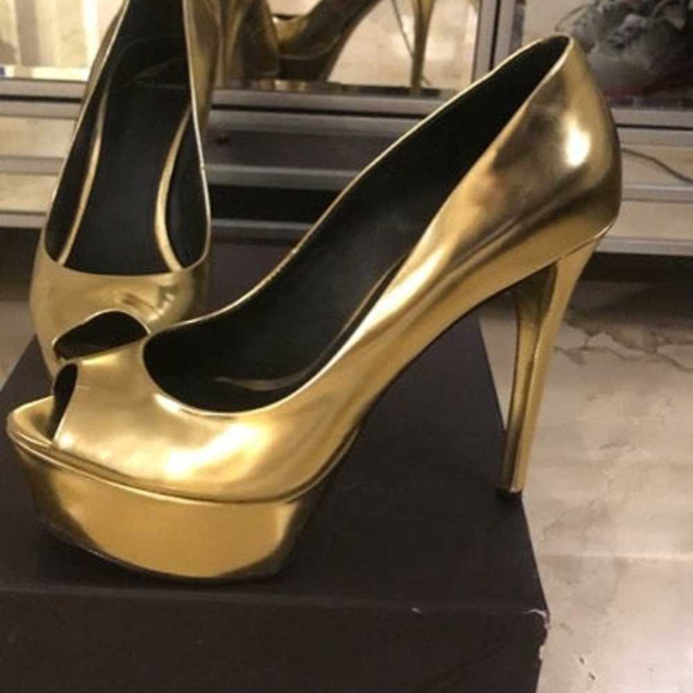 B Brian Atwood Bambola Gold Peep ToePump - image 2