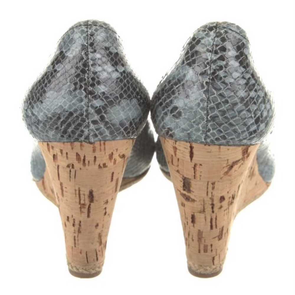 Prada logo platform wedge heel snake skin sandals… - image 2