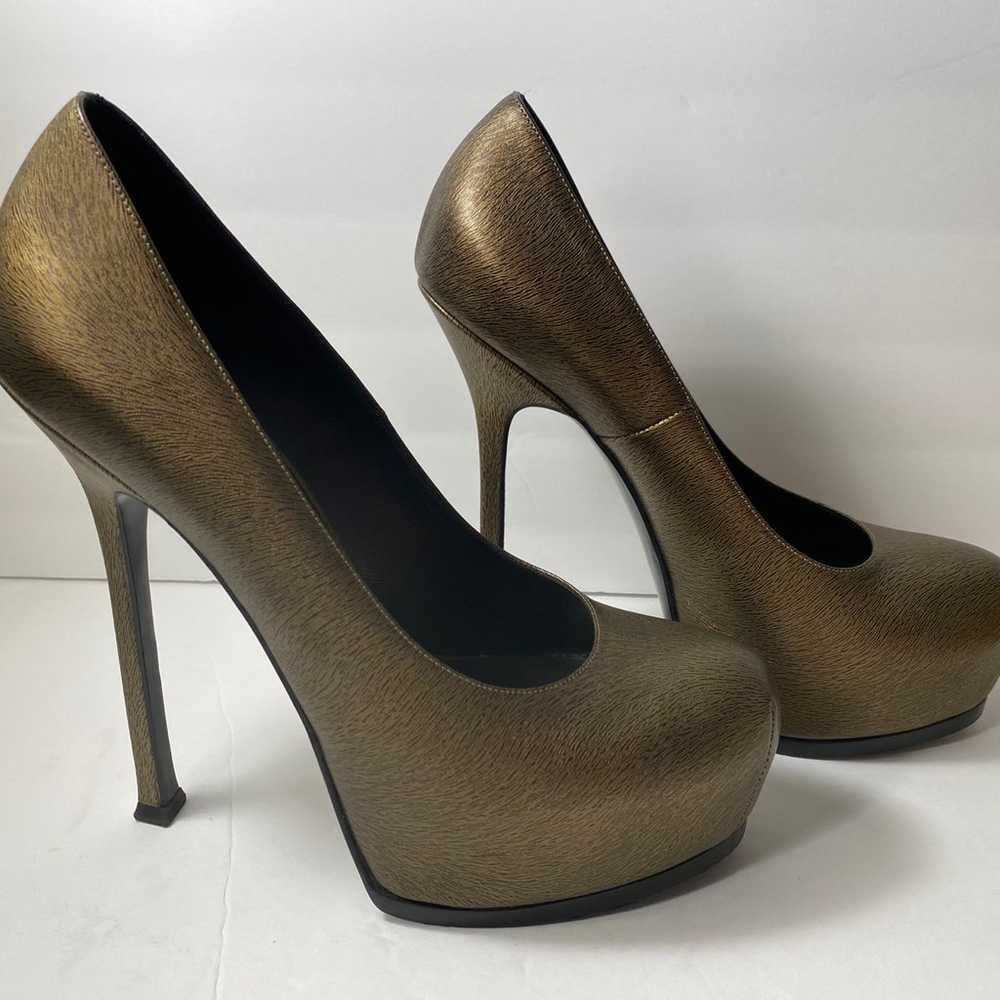 YSL Yves Saint Laurent tribtoo pumps heels bronze… - image 3